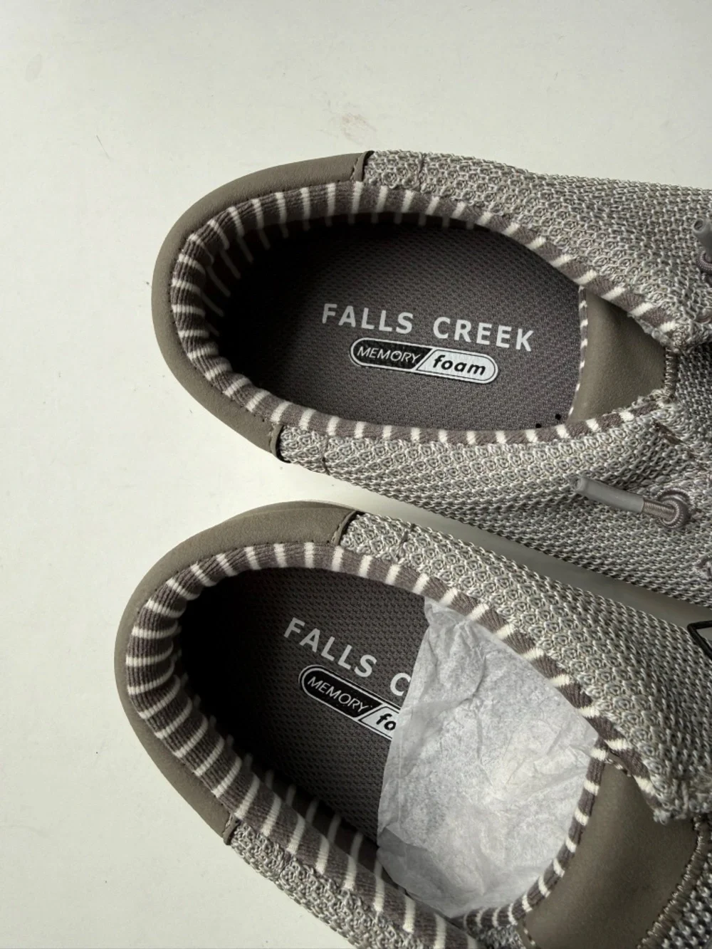 FALLS CREEK New $35 Enzo Mens 12 Gray White Slip On Memory Foam Casual Shoes 109